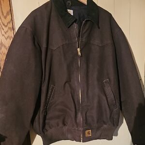 Men's Dark Brown Bomber Jacket with Black Collar CARHARTT
